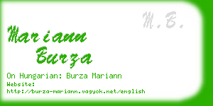 mariann burza business card